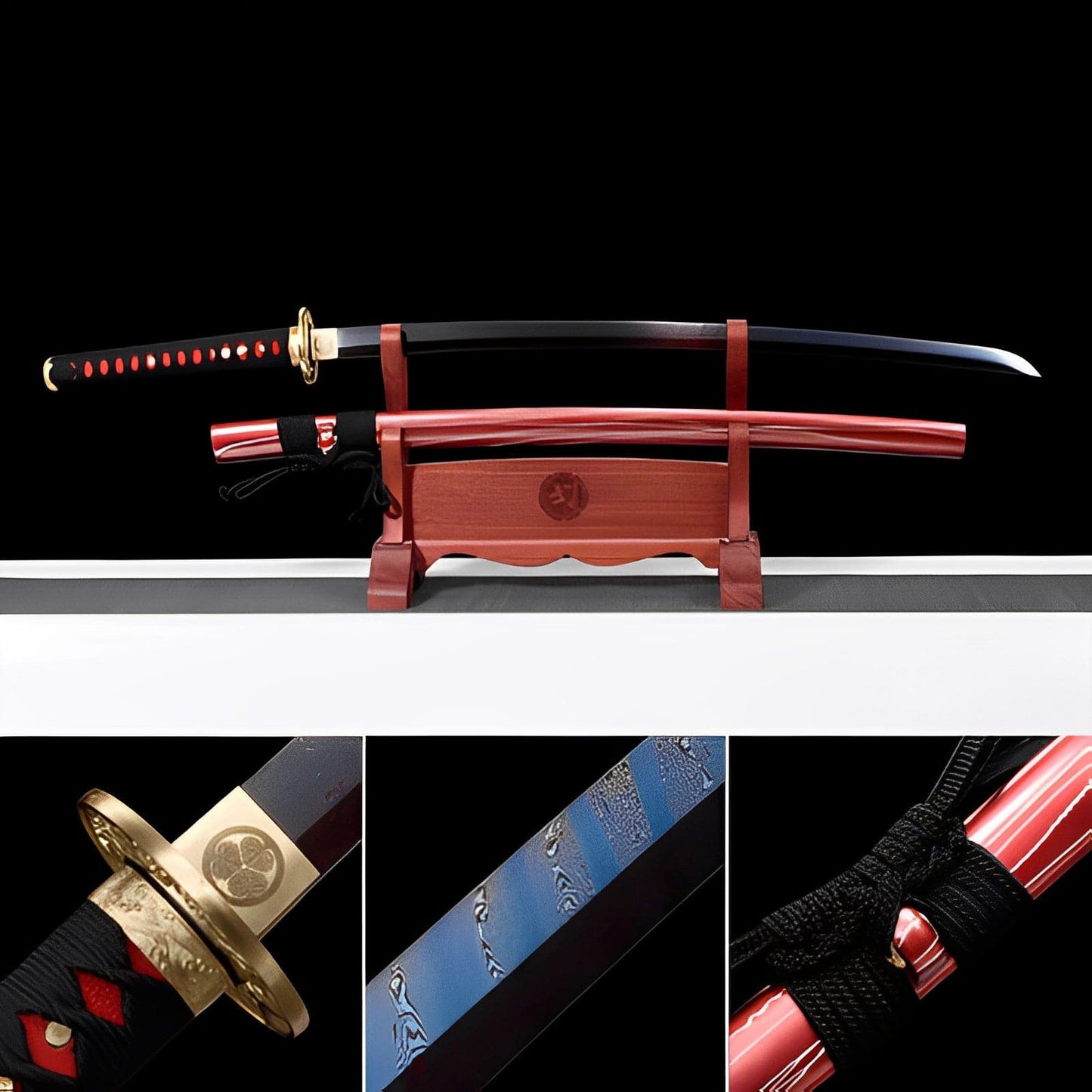 Hand Forged Japanese Samurai Katana Naraka:Bladepoint Pattern Steel Blade baking blue
