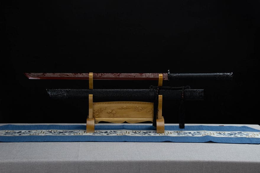 Handmade High Carbon Steel Archaic Blood Dragon Tang Heng Sword