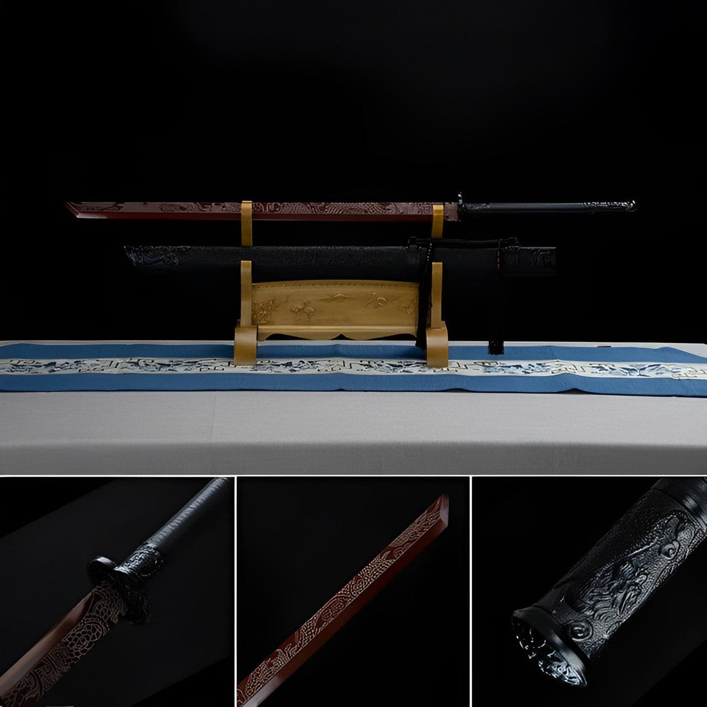Handmade High Carbon Steel Archaic Blood Dragon Tang Heng Sword