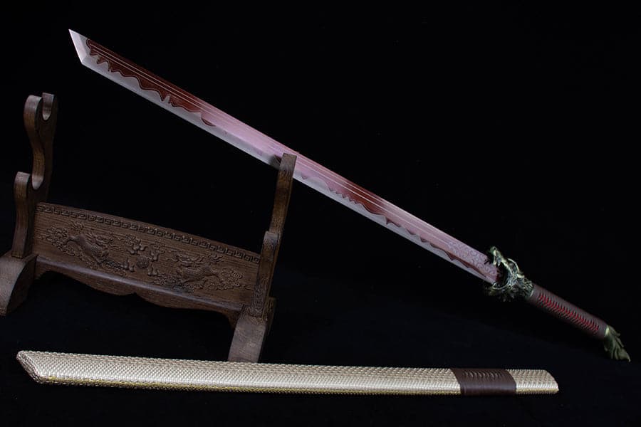 Handmade High Carbon Steel Flowing Shadow Chinese Sword With Red Blade
