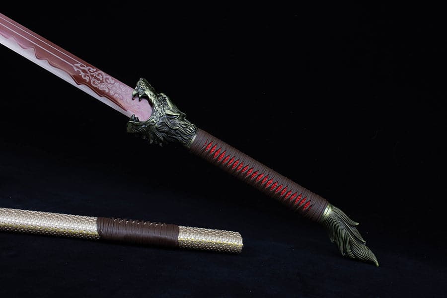 Handmade High Carbon Steel Flowing Shadow Chinese Sword With Red Blade