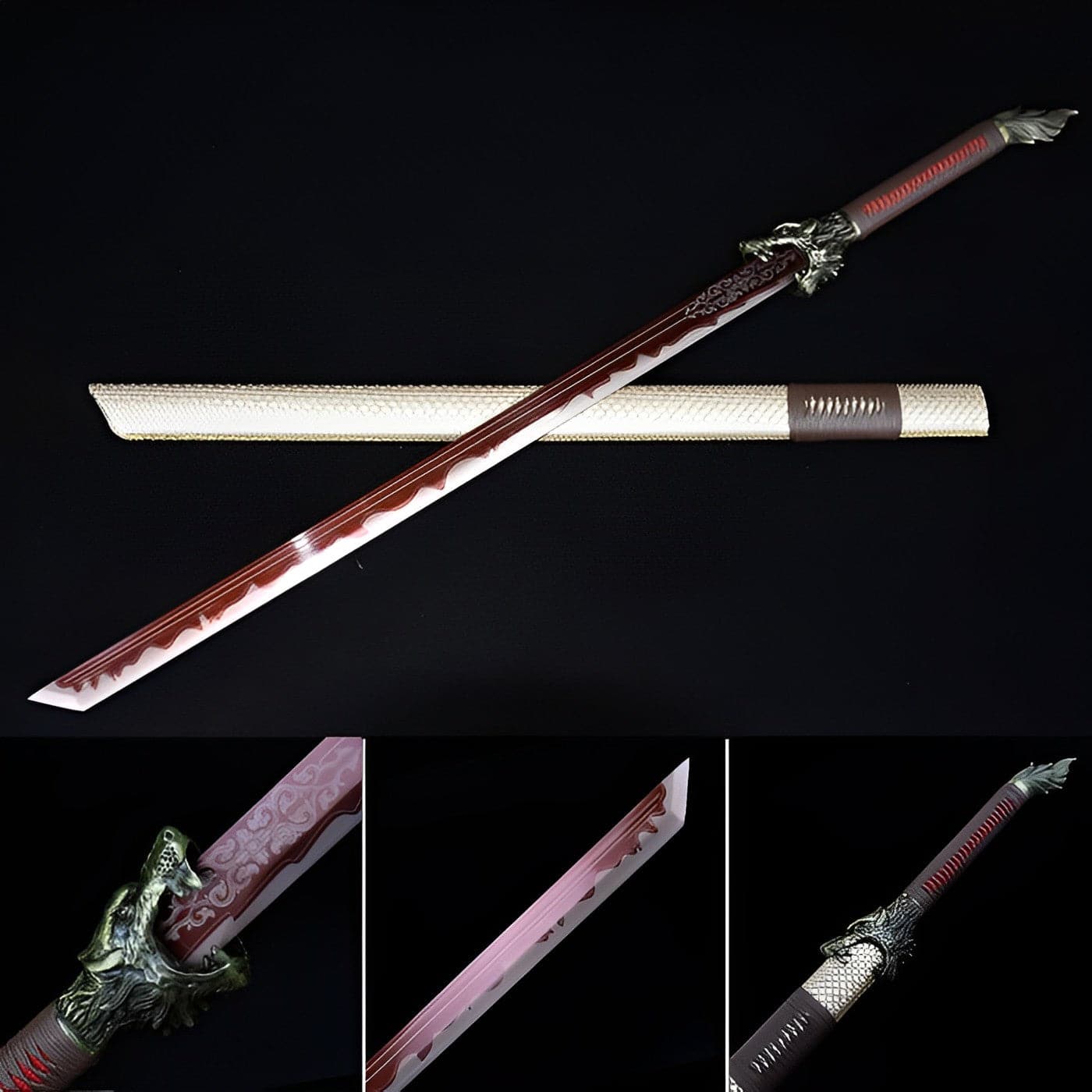 Handmade High Carbon Steel Flowing Shadow Chinese Sword With Red Blade