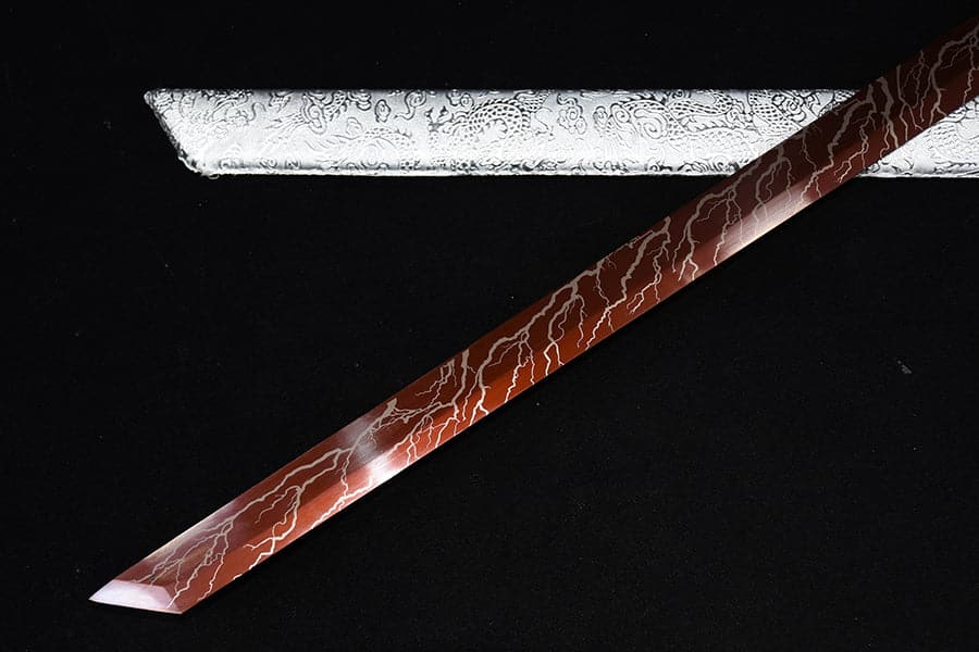 Handmade High Carbon Steel Inferno Thunderwolf Chinese Sword With Red Blade