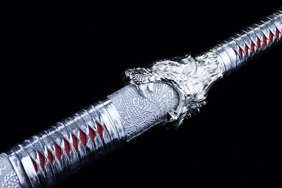 Handmade High Carbon Steel Inferno Thunderwolf Chinese Sword With Red Blade