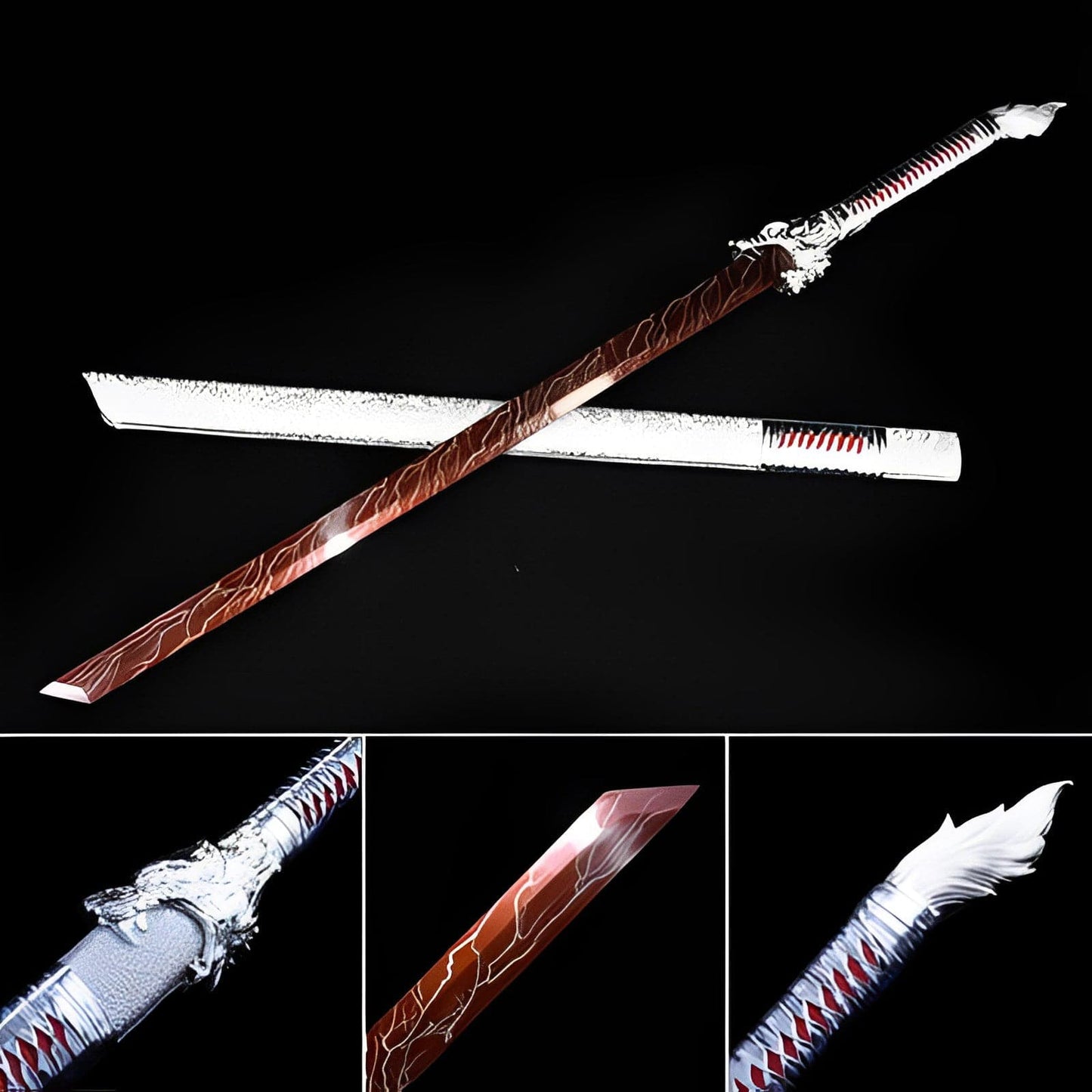 Handmade High Carbon Steel Inferno Thunderwolf Chinese Sword With Red Blade