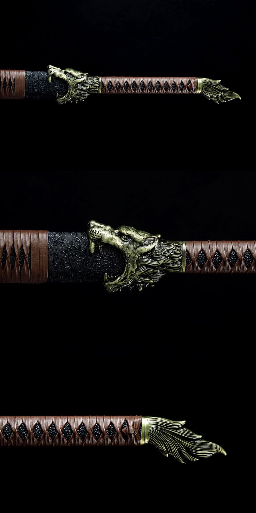 Handmade High Manganese Steel Thorny Dire Wolf Chinese Sword With Black Sheath