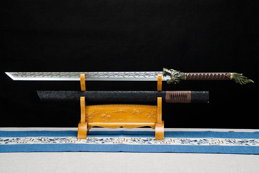 Handmade High Manganese Steel Thorny Dire Wolf Chinese Sword With Black Sheath